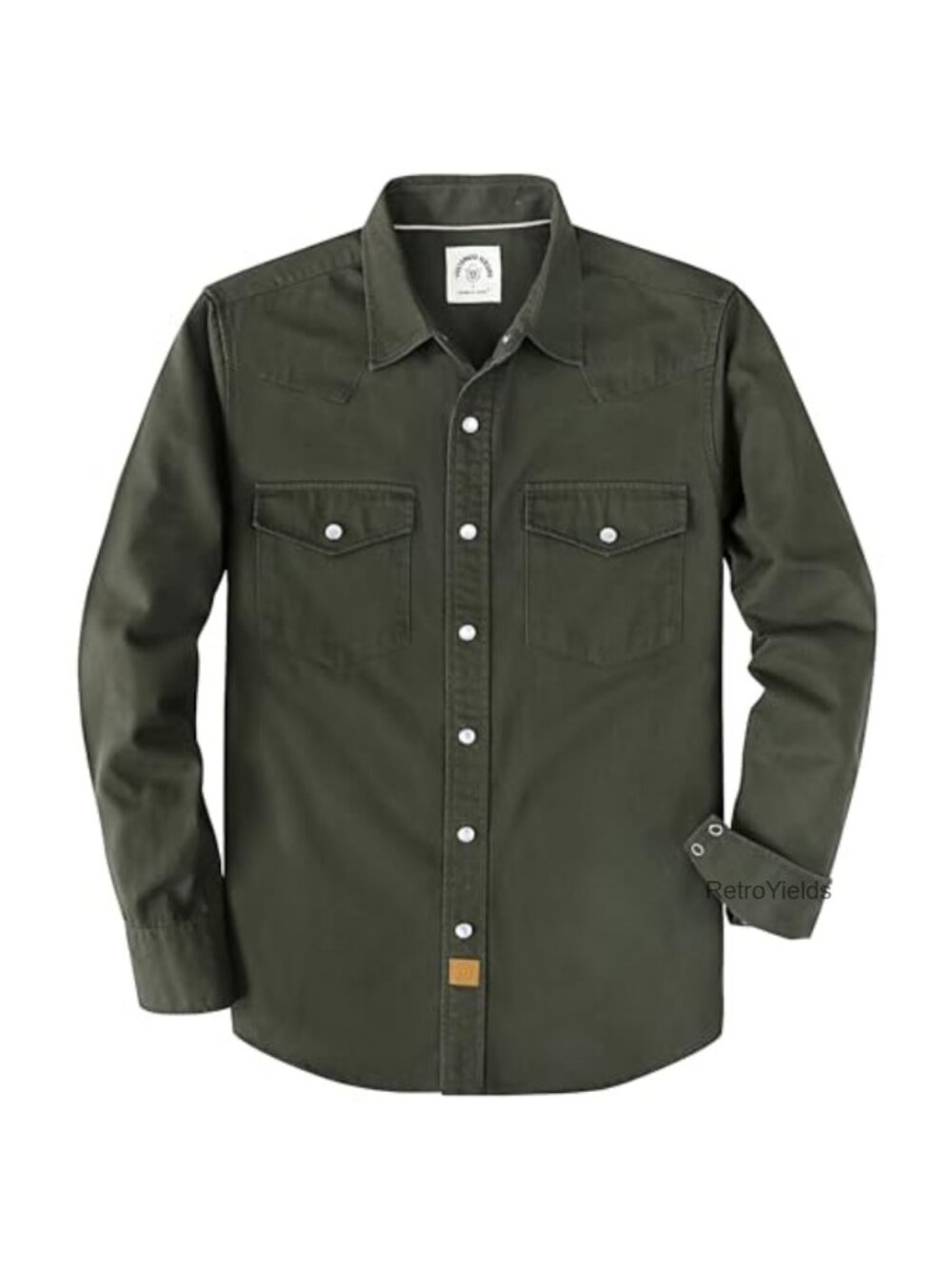 Men's Long Sleeve Western Pearl Snap Shirt Cotton Casual Cowboy Work Button Down